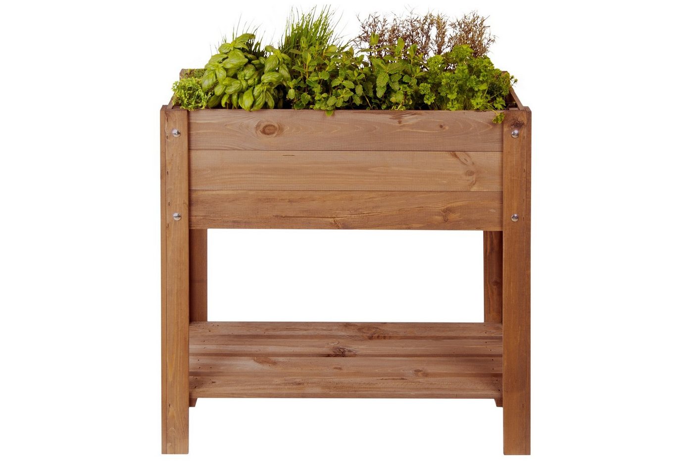 Dekowunder Übertopf Hochbeet Ablage Pflanz Kasten H=78 cm Holz Blumen Beet Kübel braun eckig Kräuter von Dekowunder