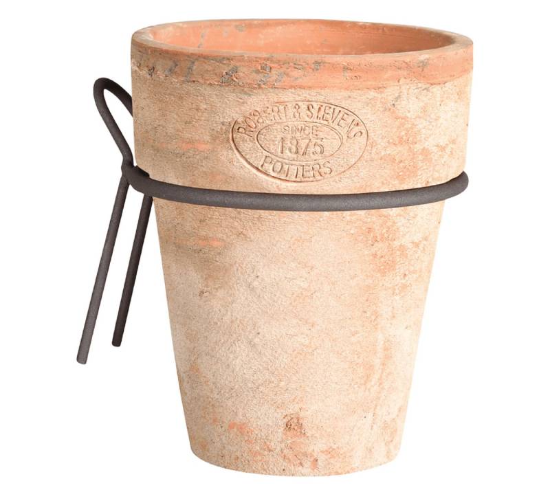 Dekowunder Übertopf Terracotta Ton Wand Topf Über Umtopf rund mit Metall Halterung 2. Wahl von Dekowunder