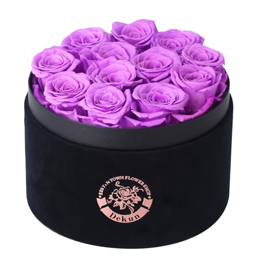 DeKun Rosen Box Konservierte Rose 12 Rosen Konservierte Ewige Rose Geburtstagsgeschenke FüR Frauen Geschenke FüR Mutter Freundin Ehefrau Oma Geburtstag Valentinstag Ewige Blume von Dekun