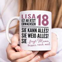 18. Geburtstag Mädchen Tasse Geschenk Personalisiert Lustiges Geburtstagsgeschenk Frau Geschenkidee Kaffeetasse Mit Namen Aus Keramik von DelMaDE