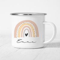 Emaille Tasse Regenbogen Personalisiert Emailletasse Junge Mädchen Kindertasse Kinderbecher Namensgeschenk von DelMaDE