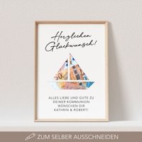 Geldgeschenk Kommunion Personalisiert Poster Segelboot Bild Geld Geschenk | Ohne Rahmen Geldgeschenk Kommunion Personalisiert Poster Segelboot Bild Geld Geschenk | Ohne Rahmen von DelMaDE