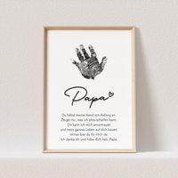 Handabdruck Papa Geschenk Poster Bild Vatertagsgeschenk Baby Personalisiert | Ohne Rahmen von DelMaDE