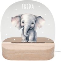 Nachtlicht Personalisiert Für Kinder & Baby Elefant Babyzimmer Deko Kinderzimmer Nachtlampe Mädchen Jungen Inkl. Holzfuß Und Netzteil von DelMaDE