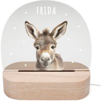 Nachtlicht Personalisiert Für Kinder & Baby Esel Babyzimmer Deko Kinderzimmer Nachtlampe Mädchen Jungen Inkl. Holzfuß Und Netzteil von DelMaDE