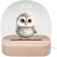 Nachtlicht Personalisiert Für Kinder & Baby Eule Babyzimmer Deko Kinderzimmer Nachtlampe Mädchen Jungen Inkl. Holzfuß Und Netzteil von DelMaDE