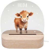 Nachtlicht Personalisiert Für Kinder & Baby Kuh Babyzimmer Deko Kinderzimmer Nachtlampe Mädchen Jungen Inkl. Holzfuß Und Netzteil von DelMaDE