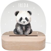 Nachtlicht Personalisiert Für Kinder & Baby Panda Babyzimmer Deko Kinderzimmer Nachtlampe Mädchen Jungen Inkl. Holzfuß Und Netzteil von DelMaDE