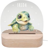 Nachtlicht Personalisiert Für Kinder & Baby Schildkröte Babyzimmer Deko Kinderzimmer Nachtlampe Mädchen Jungen Inkl. Holzfuß Und Netzteil von DelMaDE