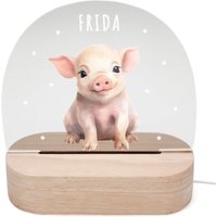 Nachtlicht Personalisiert Für Kinder & Baby Schwein Babyzimmer Deko Kinderzimmer Nachtlampe Mädchen Jungen Inkl. Holzfuß Und Netzteil von DelMaDE