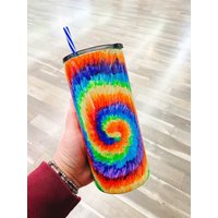 Tie Dye Handbemalte Becher | Individuelles Geschenk Dyed Geschenke Zum Geburtstag Für Sie Voll Glitzer Regenbogen von JennyLovesGlitterLLC