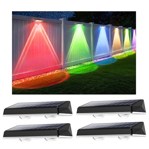 Delaiglow Solarlampen für außen wand, Solar Wandleuchte aussen, solarwandleuchten außen LED aussenleuchte solar IP67 Wasserdicht außenbeleuchtung solar für Zaun Garten Terrasse 4er RGB Delaiglow Solarlampen für außen wand, Solar Wandleuchte aussen, solarwandleuchten außen LED aussenleuchte solar IP67 Wasserdicht außenbeleuchtung solar für Zaun Garten Terrasse 4er RGB von Delaiglow