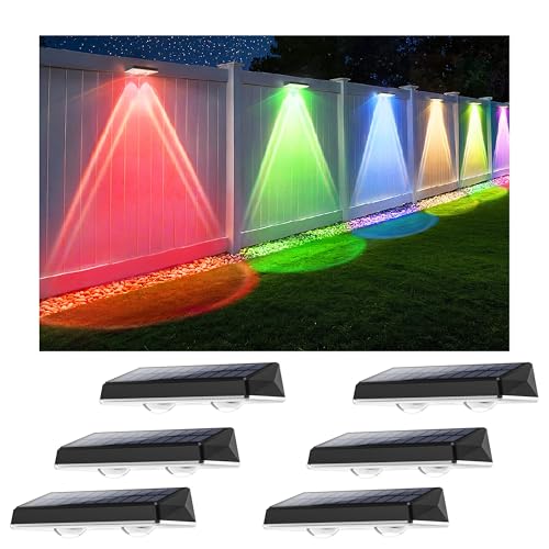 Delaiglow Solarlampen für außen wand, Solar Wandleuchte aussen, solarwandleuchten außen LED aussenleuchte solar IP67 Wasserdicht außenbeleuchtung solar für Zaun Garten Terrasse 6er RGB von Delaiglow