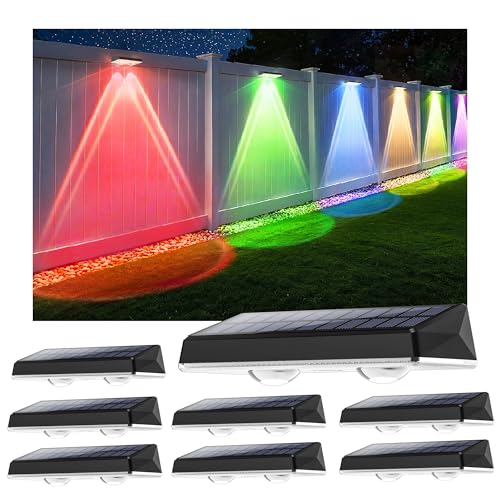 Delaiglow Solarlampen für außen wand, Solar Wandleuchte aussen, solarwandleuchten außen LED aussenleuchte solar IP67 Wasserdicht außenbeleuchtung solar für Zaun Garten Terrasse 8er RGB von Delaiglow