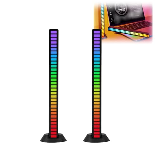 2 Stück Musik Atmosphäre Rhythmus Licht, 32 RGB Bunte Farbwechsel kreative Musik-LED-Licht Sprachaktivierte Pickup Rhythm Light USB-Aufladung LED Ambient Light für Auto Party Spiel DJ von Delamiya