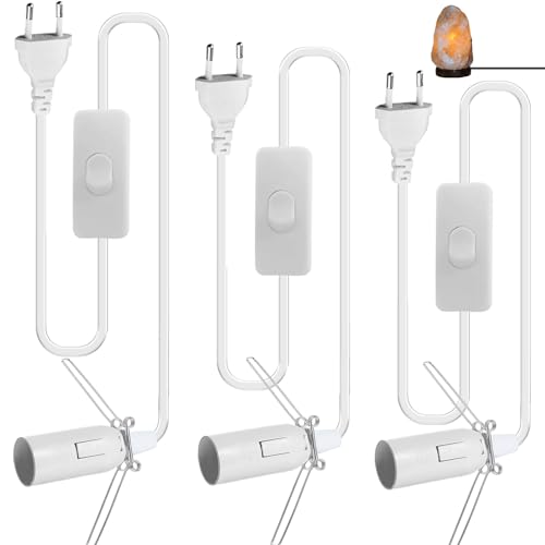 3 Stücke Kabel mit Schalter für Salzlampe Lampenfassung, E14 Flaschenadapter mit Schalter und Stecker, mit 1,8M Lampenkabel Salzlampenfassung Isolierung Salzleuchte für DIY Weinflaschen-Tischlampe von Delamiya