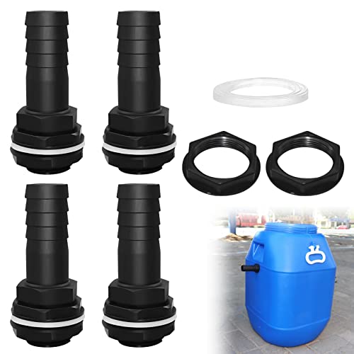 Delamiya 4 Stück Tankdurchführung 1 Zoll, Regentonnendurchführung Kunststoff mit Schlauchtülle 25mm Schlauchanschluß, Tankdurchführung mit Tülle und Dichtung für Regentonne, Wassertanks, Zisternen Delamiya 4 Stück Tankdurchführung 1 Zoll, Regentonnendurchführung Kunststoff mit Schlauchtülle 25mm Schlauchanschluß, Tankdurchführung mit Tülle und Dichtung für Regentonne, Wassertanks, Zisternen von Delamiya
