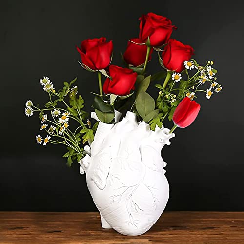 Delamiya Herz Vase Anatomisches Blumentopf, Vasenharz Dekorative Blumevase, Vasendekoration für Wohnzimmer Schlafzimmer Hochzeit Party(Enthält Keine Blumen) von Delamiya
