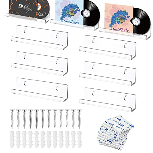 Delamiya Schallplattenregal, 6-teiliges Set Schallplatten Wandhalterung Platten Regal, Acryl-Schallplattenständer, Plattenregal zur Präsentation Lhres Täglichen LP-Hörens im Büro, Heimdekoration von Delamiya