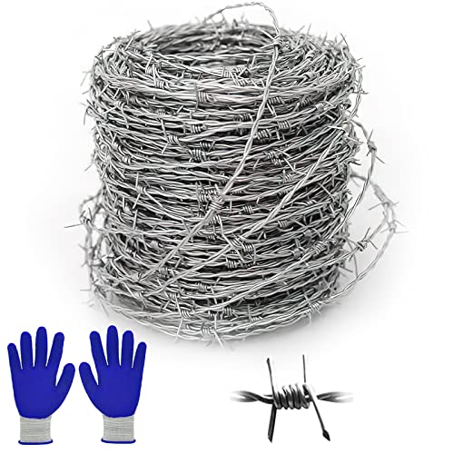 Delamiya Stacheldraht 1,6 mm x 10m, 4 Punkt Stacheldraht Zaun, Stark und Flexibel für Balkon Garten oder Handwerk, Baseballschläger oder Handwerk 10 Meter von Delamiya