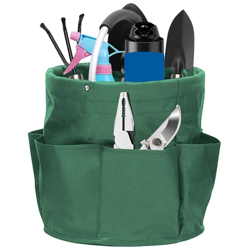 Freistehend Werkzeugkorb, 28x28cm Faltbare Aufbewahrungsbox, Universal-Reinigungs-Caddy, Gartenwerkzeuge Tasche, 1 Hauptfach mit 6 Außentaschen, Aufbewahrungskorb für Tagesreisen, Wandern, Grillen von Delamiya