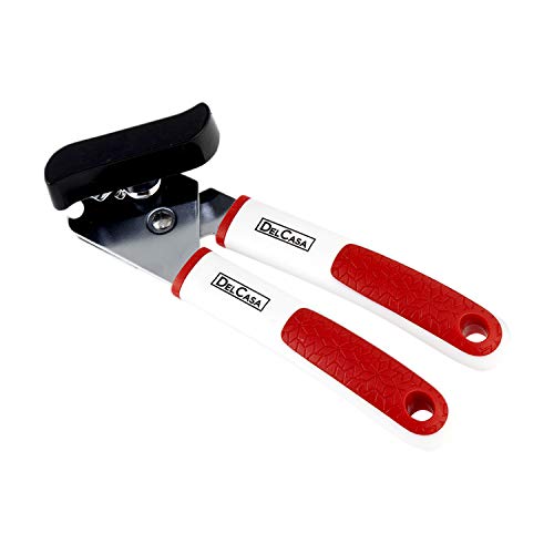 Delcasa 3-in-1-Dosenöffner, manueller Dosenöffner, Deckel zum Abziehen von Glasöffner und Flaschenöffner, multifunktionaler Dosenöffner aus Edelstahl, ultrascharfe Klinge, rutschfester Griff mit von Delcasa