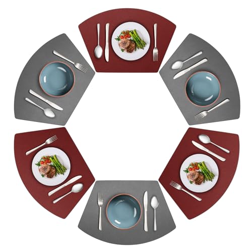 Platzsets 6er Set, Platzdeckchen Abwaschbar Zweiseitig Tischsets rutschfest Lederoptik Wasserdicht Platzset für Zuhause Küche Restaurant Rot Platzsets 6er Set, Platzdeckchen Abwaschbar Zweiseitig Tischsets rutschfest Lederoptik Wasserdicht Platzset für Zuhause Küche Restaurant Rot von Delento