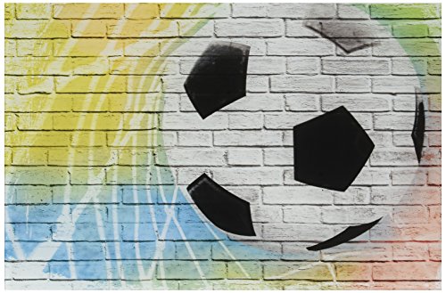 Delester Design gt20115g1 Wanddekoration Graffiti Fußball auf Brick Wall Glas mehrfarbig 20 x 30 x 1,60 cm von Delester Design