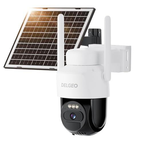 4G AOV Im Freien Solarbetriebene AI-Kamera mit 360°-Schwenk- und Neigefunktion, PIR-Portrait-Erkennung, Farb-Nachtsicht, Wasserdichtes IP66-Design, 6000mAh mit hoher Kapazität-Kein WiFi benötigt von Delgeo