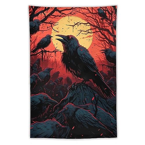 DELIBEST Gotischer Wandteppich Rabe Tapisserie Krähe Tapisserie Wandkunst für Schlafzimmer Wohnzimmer Dekor 101,6 x 152,4 cm DELIBEST Gotischer Wandteppich Rabe Tapisserie Krähe Tapisserie Wandkunst für Schlafzimmer Wohnzimmer Dekor 101,6 x 152,4 cm von DeliBest