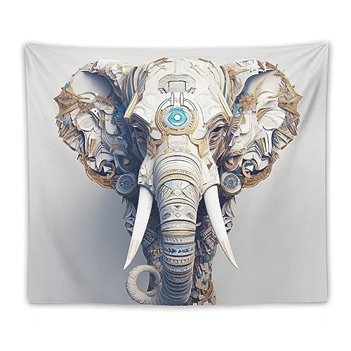 DELIBEST Indischer Elefanten-Wandteppich, Elefanten-Wandbehang, Waldtiere, ästhetische Wandteppiche, Wanddekorationen für Schlafzimmer, Wohnzimmer, Wohnheim, 127 x 152,4 cm von DeliBest