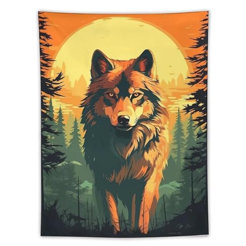 DELIBEST Wandteppich mit wilden Tieren, Mond, Wandbehang, cooler Wolf, ästhetische Wandteppiche, Wanddekorationen für Schlafzimmer, Wohnzimmer, Wohnheim, 152,4 x 203,2 cm DELIBEST Wandteppich mit wilden Tieren, Mond, Wandbehang, cooler Wolf, ästhetische Wandteppiche, Wanddekorationen für Schlafzimmer, Wohnzimmer, Wohnheim, 152,4 x 203,2 cm von DeliBest