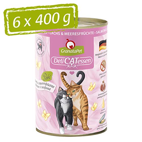 GranataPet DeliCatessen Lachs & Meeresfrüchte, 6 x 400 g, Nassfutter für Katzen, Katzenfutter für Feinschmecker, Futter ohne Getreide & ohne Zuckerzusätze von GranataPet