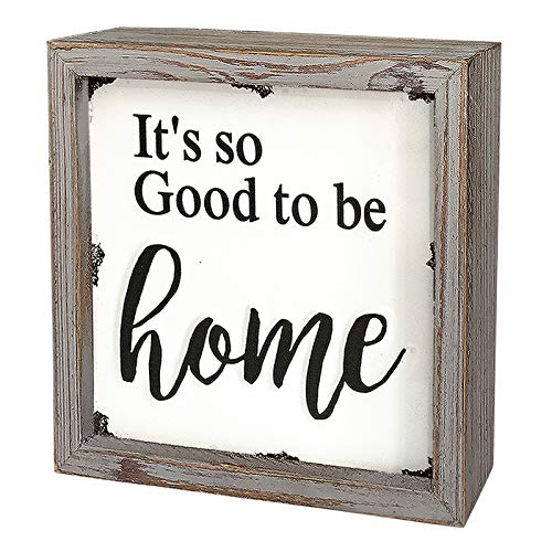 20,3 x 20,3 cm Holzschild Wanddekoration Rustikal geprägtes Retro Metall und Holz gerahmtes Schild Modern Farmhouse Wandbehang Kunst Familie Schild Home Decor It's so Good to be home von DeliDecor