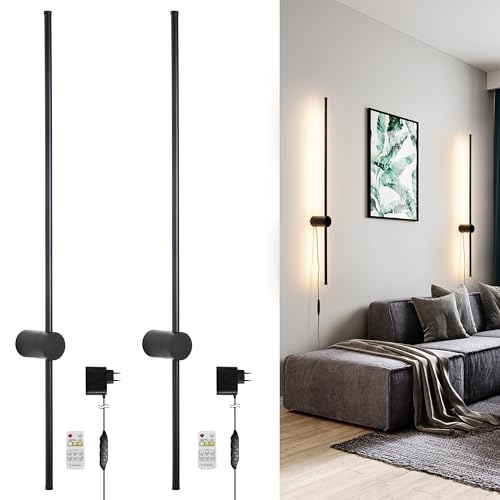 2er-Set LED Steckdosen-Wandleuchte mit Stecke Schwarz mit Fernbedienung, Dimmbar Moderne Wandlampe Wandleuchte einstecken für Schlafzimmer & Wohnzimmer, Energieeffizient & Einfach Installierbar 2er-Set LED Steckdosen-Wandleuchte mit Stecke Schwarz mit Fernbedienung, Dimmbar Moderne Wandlampe Wandleuchte einstecken für Schlafzimmer & Wohnzimmer, Energieeffizient & Einfach Installierbar von DeliKreem
