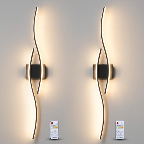 DeliKreem Modernes 2er-Set Wandleuchten mit Fernbedienung, Dimmbare LED-Wandleuchten 2er-Set, Schwarze Wandleuchte mit Timer, LED-Wandleuchte für Schlafzimmer, Wohnzimmer, Badezimmer, Flur 103CM Länge DeliKreem Modernes 2er-Set Wandleuchten mit Fernbedienung, Dimmbare LED-Wandleuchten 2er-Set, Schwarze Wandleuchte mit Timer, LED-Wandleuchte für Schlafzimmer, Wohnzimmer, Badezimmer, Flur 103CM Länge von DeliKreem
