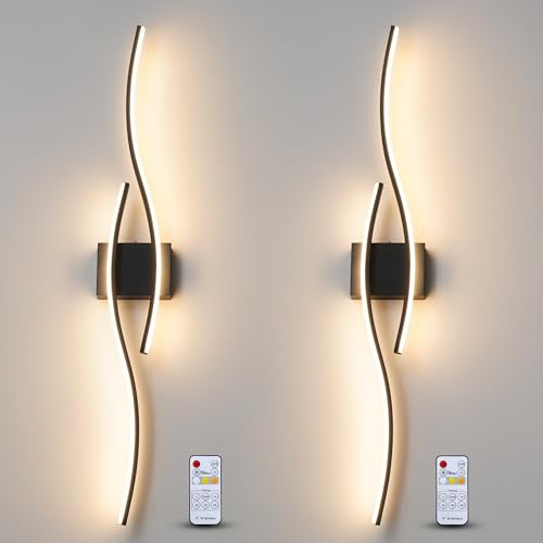 LED Wandleuchte Innenleuchte 2, 103 cm schwarzer Nachtwandlampe Dimmbare Moderne Wandleuchte mit Fernbedienung, schwarze Wandlampe mit Timer, LED Wandlampe nach unten Treppenlampe für Flur Wohnzimmer von DeliKreem