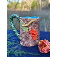 Raupe Teetasse Keramik Becher Holz Orange Pilz Textur Einzigartige Handgemachte Wald Geschenk Weinstock Griff Und Blatt Raupe Teetasse Keramik Becher Holz Orange Pilz Textur Einzigartige Handgemachte Wald Geschenk Weinstock Griff Und Blatt von DelicateIntricacies