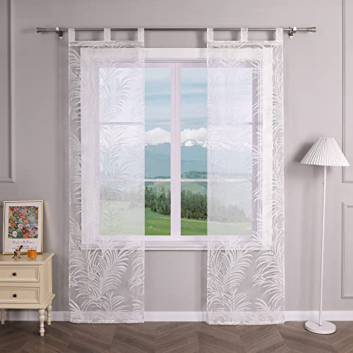 Delien 2er Set Ausbrenner Schiebevorhänge mit Schlaufen Transparente Schiebegardinen Modern »Blätter« Flächenvorhänge Wohnzimmer Vorhang mit Blattmuster Fenster Gardinen Schals BxH 57x145cm,Weiß Delien 2er Set Ausbrenner Schiebevorhänge mit Schlaufen Transparente Schiebegardinen Modern »Blätter« Flächenvorhänge Wohnzimmer Vorhang mit Blattmuster Fenster Gardinen Schals BxH 57x145cm,Weiß von Delien