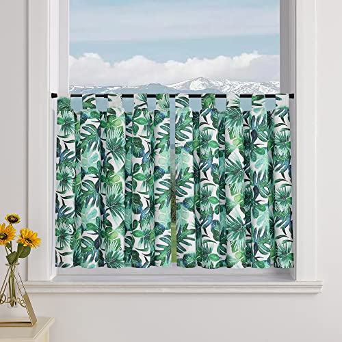 Delien 2er Set Scheibengardinen Landhaus Bistrogardine Blickdicht Küchengardinen Modern »Bananenblätter« Klein Fenster Kurz Vorhang für Badezimmer mit Schlaufen BxH 90x60cm,Grün Delien 2er Set Scheibengardinen Landhaus Bistrogardine Blickdicht Küchengardinen Modern »Bananenblätter« Klein Fenster Kurz Vorhang für Badezimmer mit Schlaufen BxH 90x60cm,Grün von Delien
