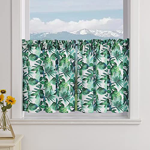 Delien 2er Set Scheibengardinen Landhaus Bistrogardine Blickdicht Küchengardinen Modern »Bananenblätter« Klein Fenster Kurz Vorhang für Badezimmer mit Tunnelzug BxH 90x45cm,Grün Delien 2er Set Scheibengardinen Landhaus Bistrogardine Blickdicht Küchengardinen Modern »Bananenblätter« Klein Fenster Kurz Vorhang für Badezimmer mit Tunnelzug BxH 90x45cm,Grün von Delien