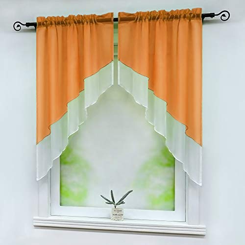 Delien Bistrogardinen mit Durchstangenzug Modern Scheibengardine Voile Türgardine Kurz Stores Zweifarbig Gardinen Doppelschicht Kleinfenster Vorhang Tunnelzug BxH 90x100cm,Orange Delien Bistrogardinen mit Durchstangenzug Modern Scheibengardine Voile Türgardine Kurz Stores Zweifarbig Gardinen Doppelschicht Kleinfenster Vorhang Tunnelzug BxH 90x100cm,Orange von Delien