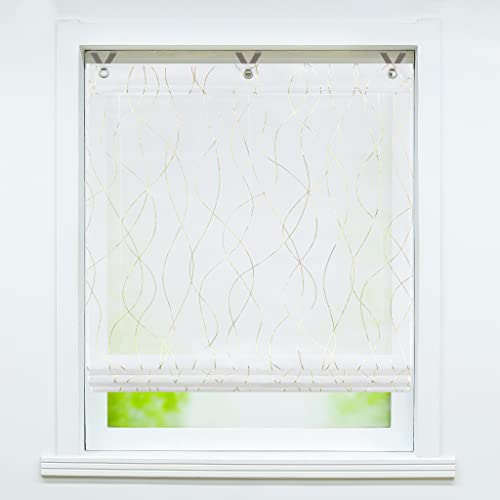 Delien Gardinen Voile 1 Stück Raffrollos mit Feinem Wellenmuster »Rinnsal« Gardinenschals Transparente Vorhänge Streifen Vorhang Fenster Schals Raffgardine für Wohnzimmer mit Ösen BxH 100x130cm,Gold Delien Gardinen Voile 1 Stück Raffrollos mit Feinem Wellenmuster »Rinnsal« Gardinenschals Transparente Vorhänge Streifen Vorhang Fenster Schals Raffgardine für Wohnzimmer mit Ösen BxH 100x130cm,Gold von Delien