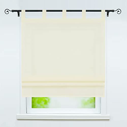 Delien Raffrollo mit Schlaufen Halbtransparente Vorhang Unifarbige Raffgardine Schlaufenrollo »Macaroon« Bändchenrollo Küche Kurzschals Fenster Gardine 1 St. BxH 60x140cm,Beige von Delien