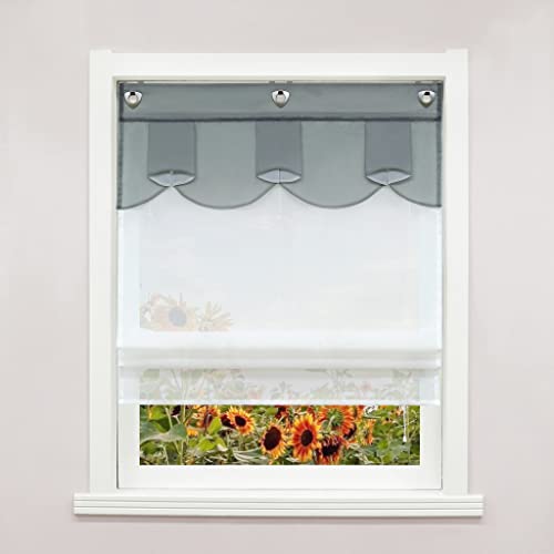Delien Raffrollo ohne Bohren mit Hakenaufhängung Transparente Raffgardine Doppelschichtiges Ösenrollo »Bogen« Wohnzimmer Rollos Moderne Fenster Gardine 1 St. BxH 80x140cm,Grau Delien Raffrollo ohne Bohren mit Hakenaufhängung Transparente Raffgardine Doppelschichtiges Ösenrollo »Bogen« Wohnzimmer Rollos Moderne Fenster Gardine 1 St. BxH 80x140cm,Grau von Delien