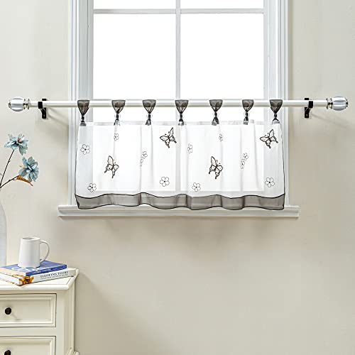 Delien Scheibengardine Voile Bistrogardinen mit Schlaufen Küchen Kurzstore Stickerei »Schmetterling« Transparente Durchstangenzug Stores Gardine Kurzvorhang BxH 90x30cm,Grau Delien Scheibengardine Voile Bistrogardinen mit Schlaufen Küchen Kurzstore Stickerei »Schmetterling« Transparente Durchstangenzug Stores Gardine Kurzvorhang BxH 90x30cm,Grau von Delien