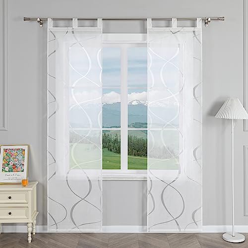 Delien Schiebevorhänge 2er Set Ausbrenner Schiebe Flächenvorhänge mit Wellen Muster Transparente Vorhang Modern Wohnzimmer Gardinen Fenster Schals mit Schlaufen BxH 57x145cm,Weiß Delien Schiebevorhänge 2er Set Ausbrenner Schiebe Flächenvorhänge mit Wellen Muster Transparente Vorhang Modern Wohnzimmer Gardinen Fenster Schals mit Schlaufen BxH 57x145cm,Weiß von Delien