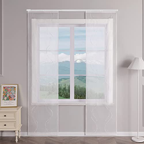 Delien Schiebevorhänge 2er Set Transparente Schiebegardinen Modern mit Paneelwagen Flächenvorhänge mit Wellenmuster Wohnzimmer Fenster Gardinen Bestickt mit Klettband BxH 57x225cm,Weiß Delien Schiebevorhänge 2er Set Transparente Schiebegardinen Modern mit Paneelwagen Flächenvorhänge mit Wellenmuster Wohnzimmer Fenster Gardinen Bestickt mit Klettband BxH 57x225cm,Weiß von Delien