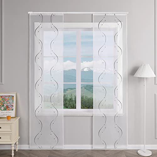 Delien Schiebevorhänge 2er Set Transparente Schiebegardinen Modern mit Paneelwagen Flächenvorhänge mit Wellenmuster Wohnzimmer Fenster Gardinen Bestickt mit Klettband BxH 57x245cm,Grau Delien Schiebevorhänge 2er Set Transparente Schiebegardinen Modern mit Paneelwagen Flächenvorhänge mit Wellenmuster Wohnzimmer Fenster Gardinen Bestickt mit Klettband BxH 57x245cm,Grau von Delien