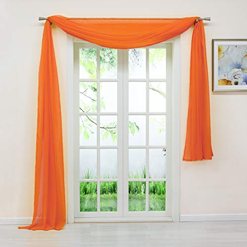 Delien Transparenter Freihandbogen einfarbig Gardinenschal BxH 145x600cm Orange 1 Stück von Delien